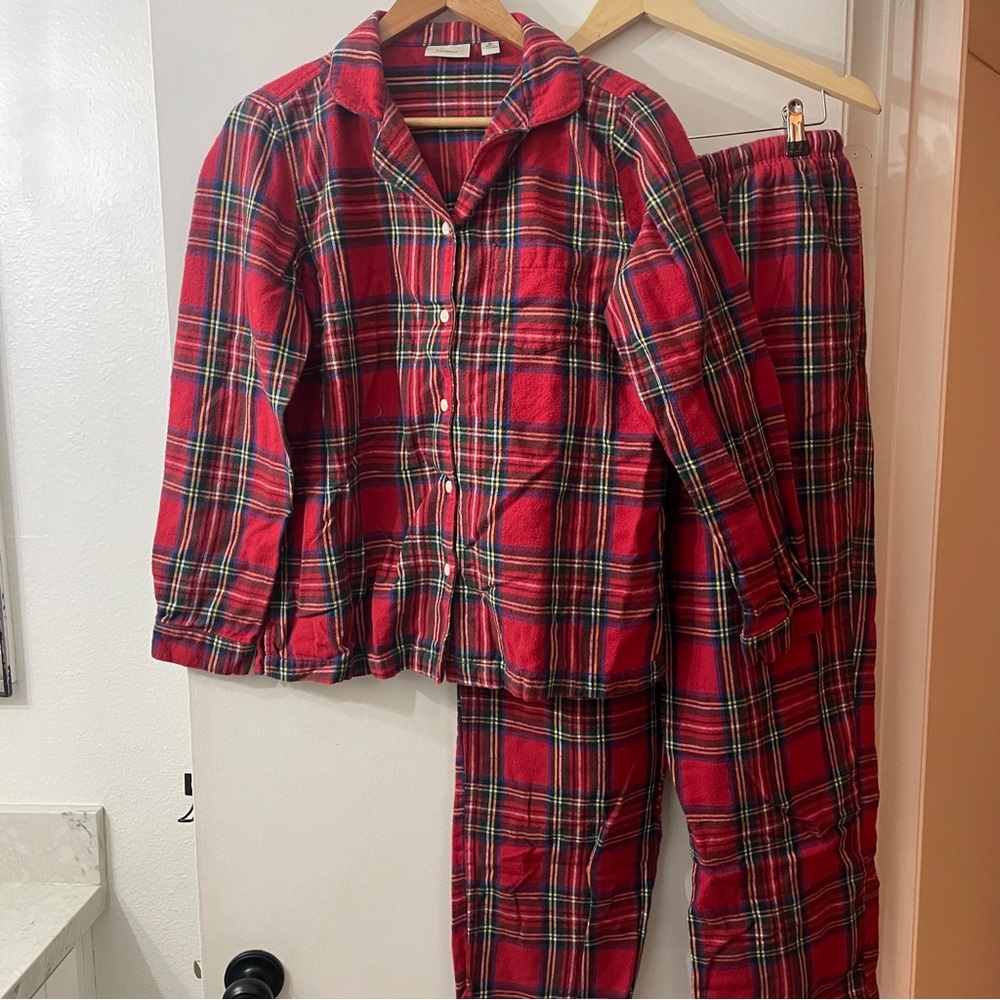 L.L.Bean red flannel plaid pajama set size M